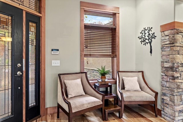 living area featuring light hardwood / wood-style flooring