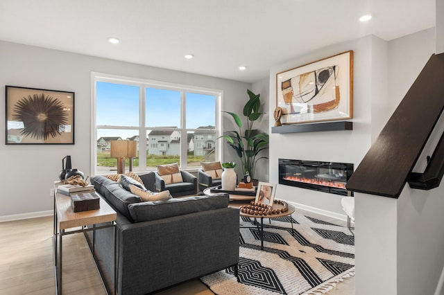 living room featuring light wood-type flooring