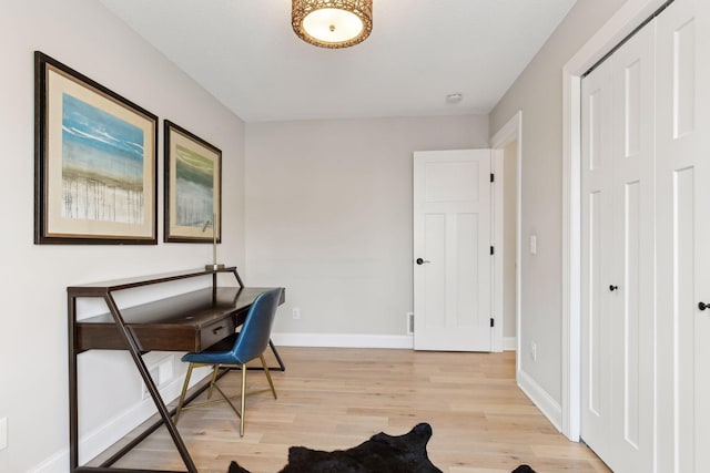 office space featuring light wood-type flooring