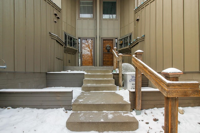 exterior space featuring board and batten siding