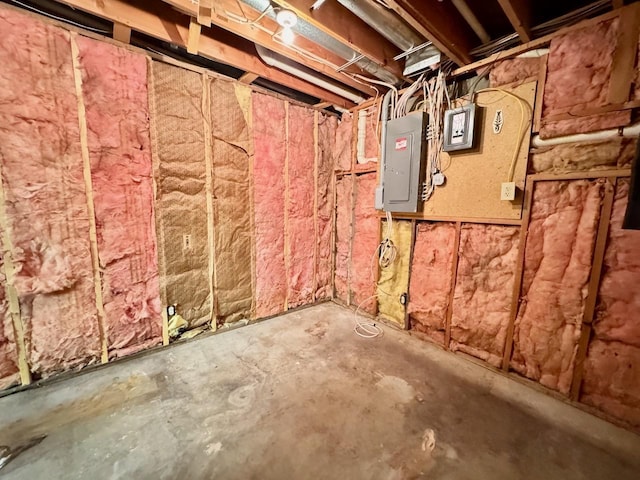 basement with electric panel