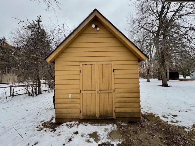 view of snow covered structure