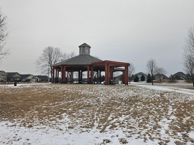 view of community featuring a residential view and a gazebo