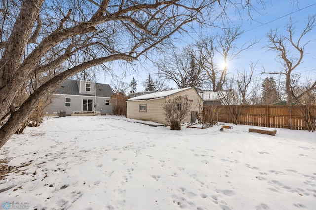 view of snow covered property