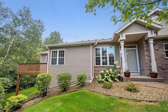 view of front of property with a deck