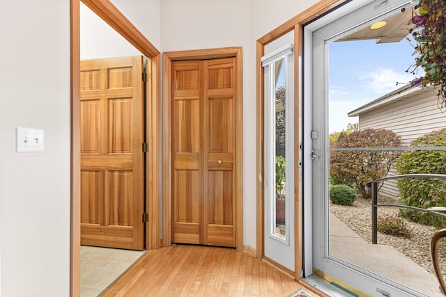 doorway featuring hardwood / wood-style floors