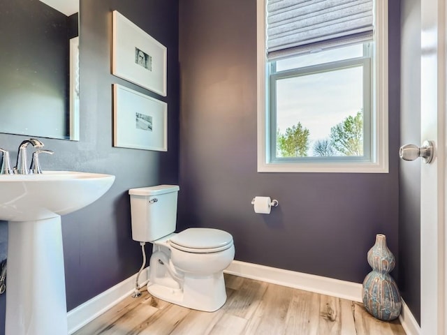 bathroom featuring hardwood / wood-style flooring and toilet