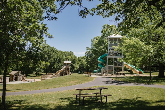 view of playground with a yard