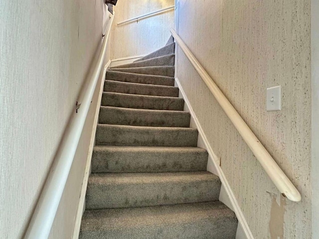 staircase with carpet