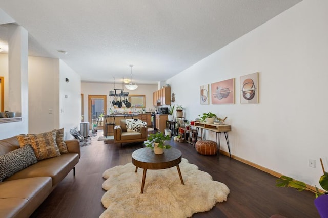 living room featuring dark hardwood / wood-style floors