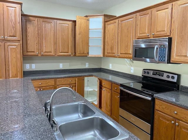 kitchen with sink and appliances with stainless steel finishes