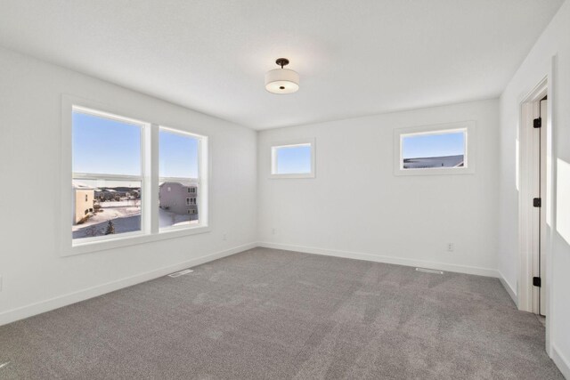 unfurnished room with light carpet