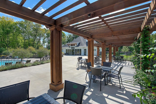 view of patio featuring a pergola