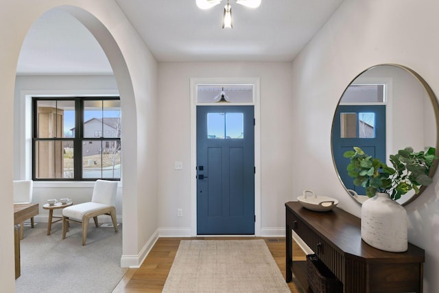 foyer entrance featuring plenty of natural light and wood-type flooring