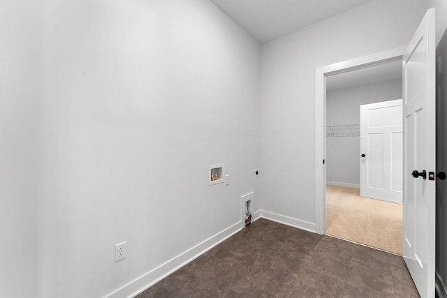 clothes washing area with washer hookup and hookup for an electric dryer