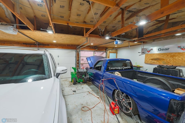 garage with a garage door opener