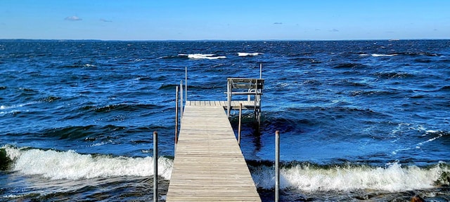 dock area featuring a water view