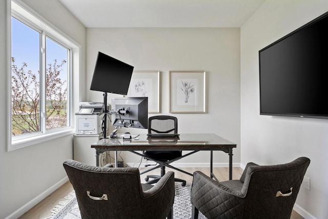 office featuring hardwood / wood-style flooring