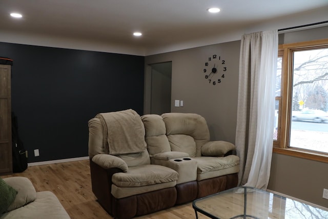 living room with light wood-type flooring