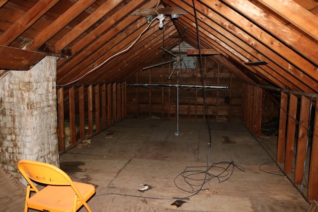 view of unfinished attic