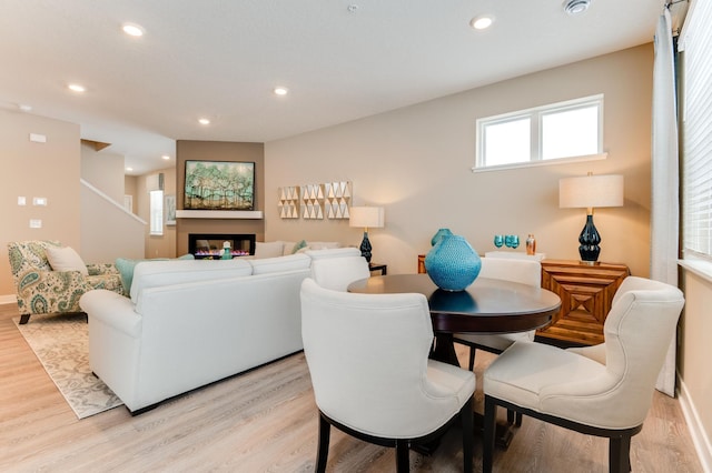 living room featuring light hardwood / wood-style floors