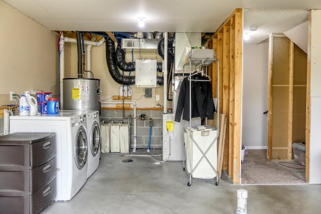 utility room with separate washer and dryer and gas water heater