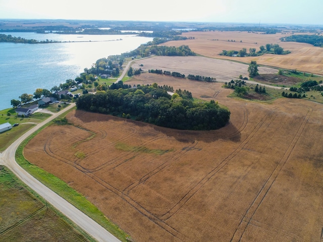 bird's eye view with a rural view and a water view