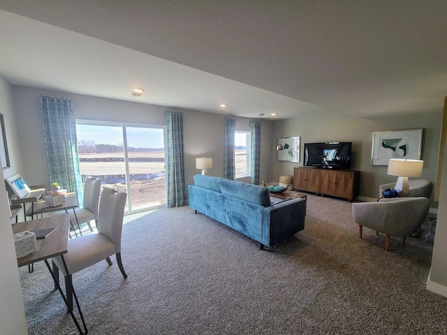 living room featuring carpet flooring