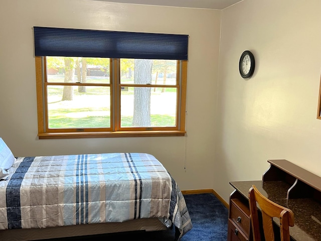 carpeted bedroom featuring multiple windows