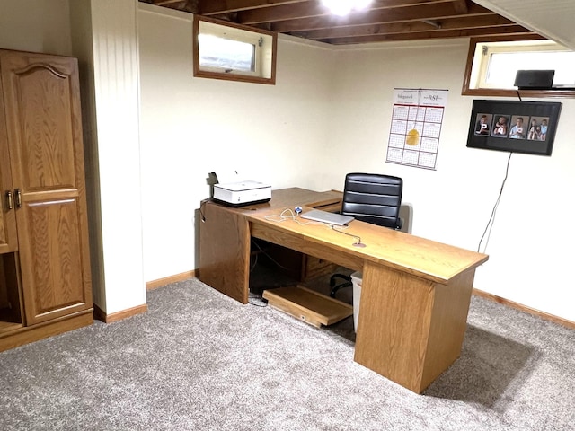 view of carpeted office space