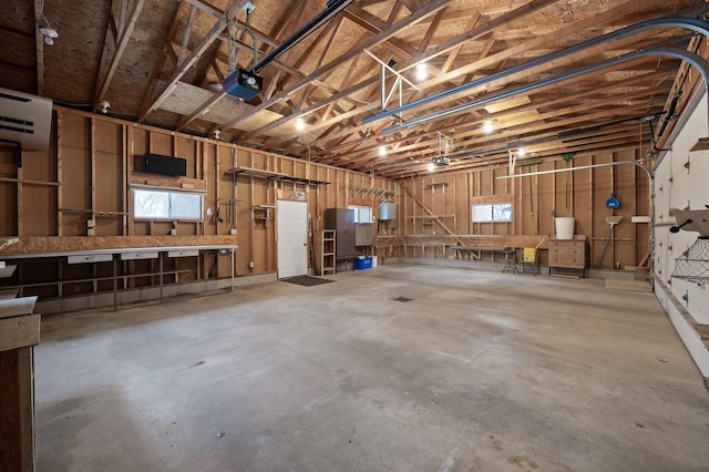 garage with a garage door opener