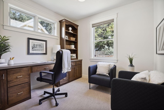 carpeted home office featuring plenty of natural light