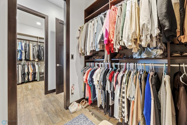 spacious closet with light wood-type flooring