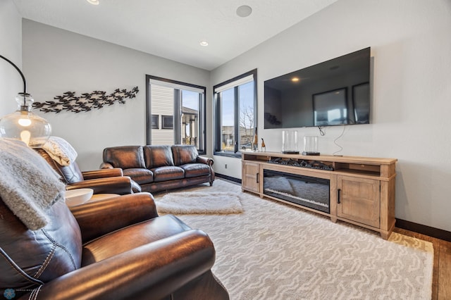 living room featuring light wood-type flooring