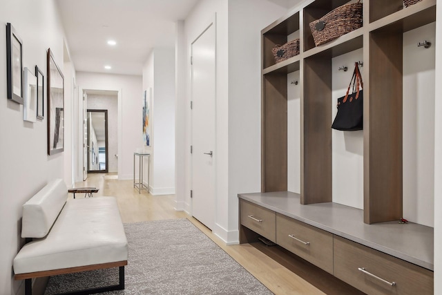 mudroom with light wood-type flooring