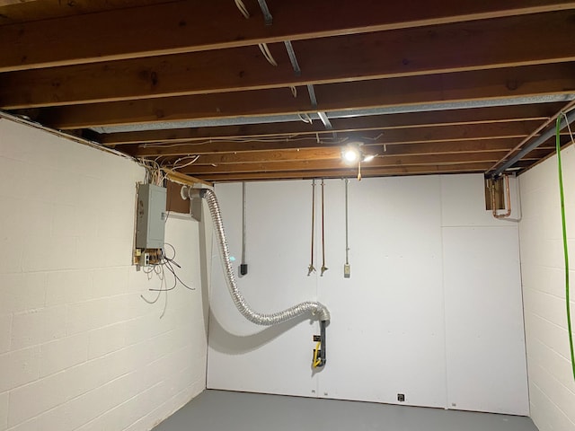 basement with electric panel