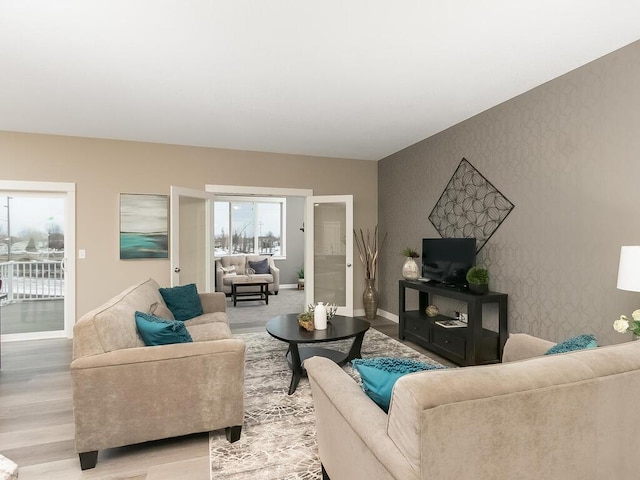 living room with french doors