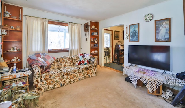 living room with carpet flooring