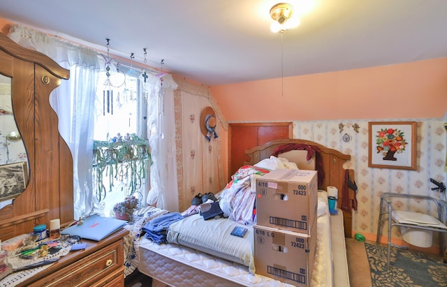 bedroom with vaulted ceiling