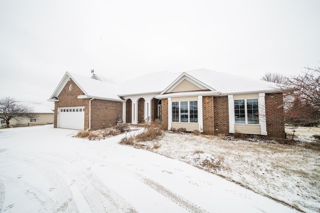 single story home with a garage