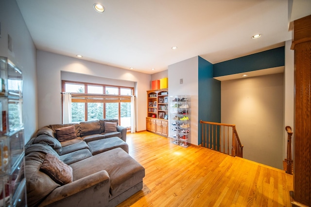 living room featuring light wood-type flooring