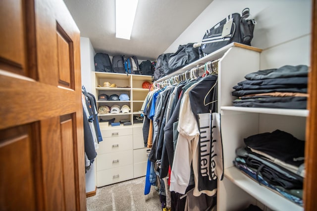 spacious closet featuring light carpet