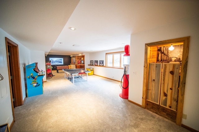 game room featuring carpet flooring