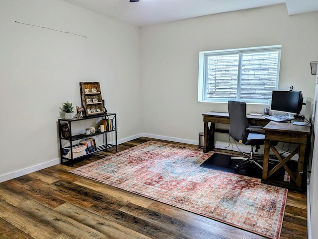 office space featuring hardwood / wood-style flooring