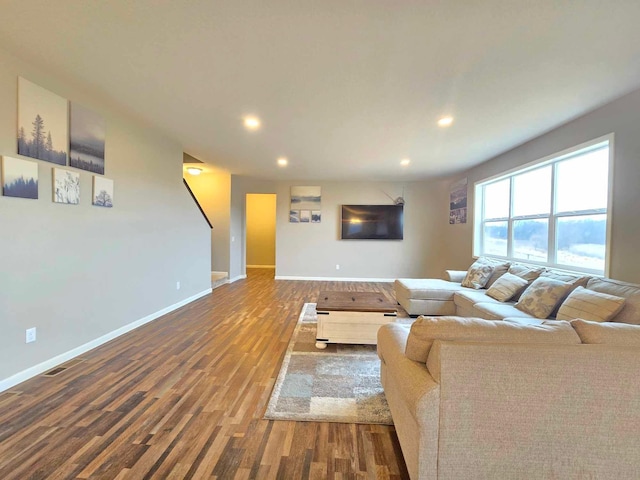 living room featuring hardwood / wood-style flooring