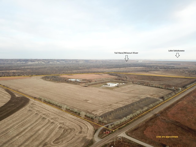 aerial view featuring a rural view