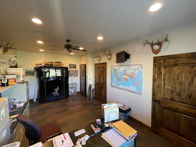 home office featuring ceiling fan