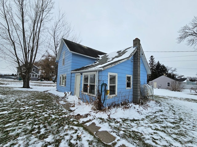 view of snow covered exterior