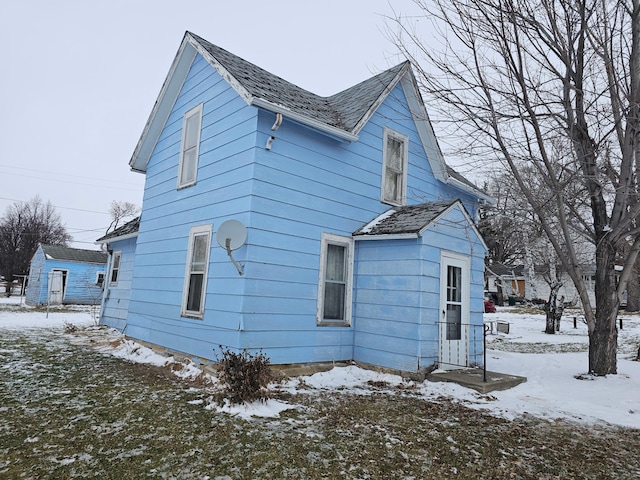 view of snowy exterior