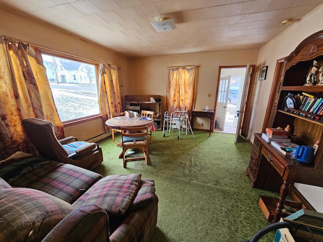 sitting room featuring carpet floors